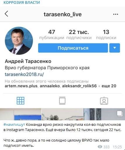 Скриншот, опубликованный авторами Коррозии власти