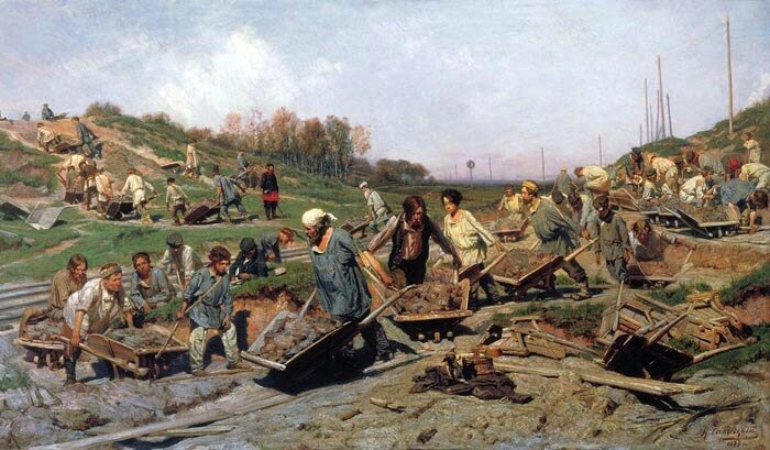 Савицкий К. А. «Ремонтные работы на железной дороге», 1874 год. Источник wikimedia.org