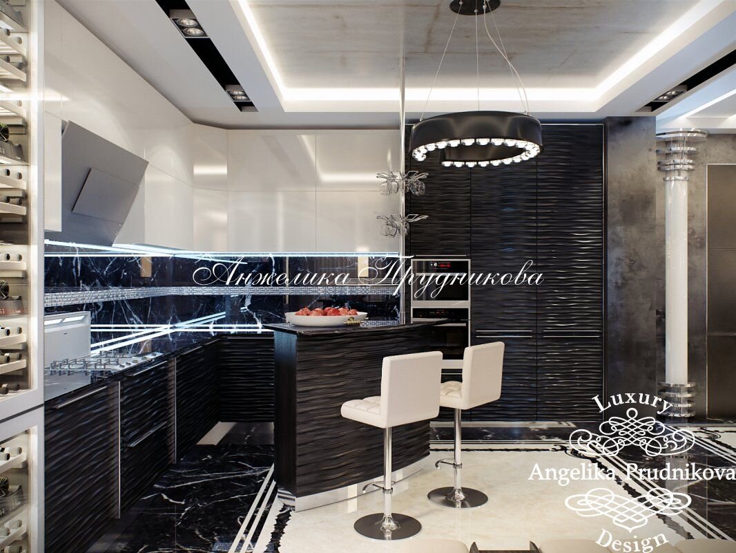 На фото: Стойка ресепшн декорирована подсвеченным ониксом