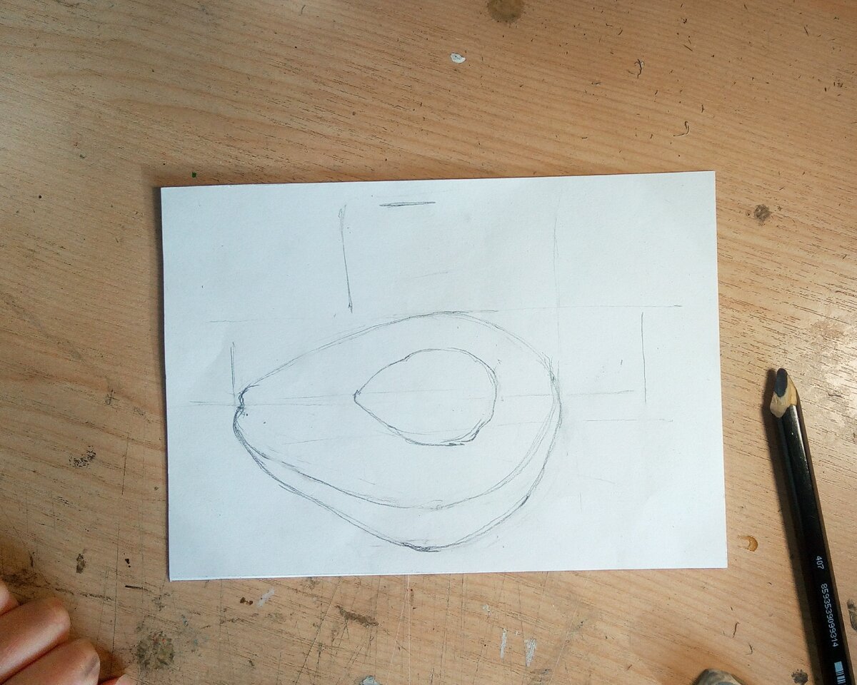 Авокадо рисунок карандашом по шагам