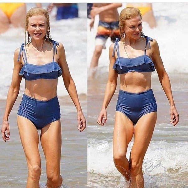 Николь Кидман на пляже. Напомню, что ей 52 года. Я в восторге, она красотка!