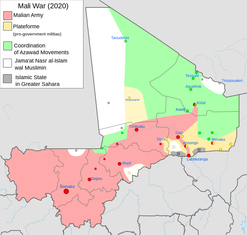 Карта контроля территории из википедии. Розовое правительство, остальное разные повстанцы.