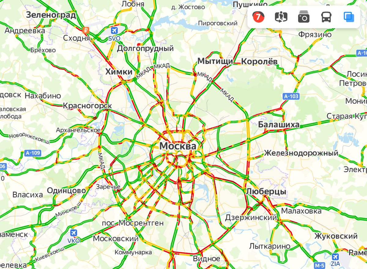 Пробки на дорогах Москвы 14 января. Источник: Яндекс. Карты 