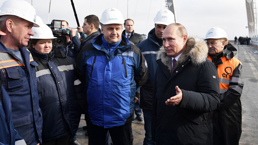 Владимир Владимирович Путин на Крымском мосту 14.03.2018