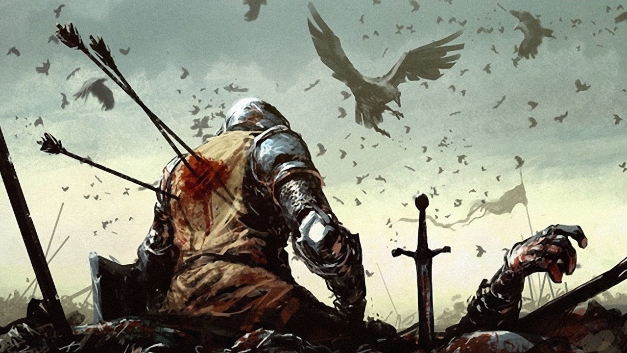 Бандиты средневековья арт. Воин арт. Вальхалла валькирии. Dying warrior. Обои фэнтези.