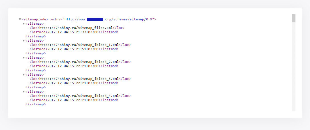 Пример файла sitemap.xml