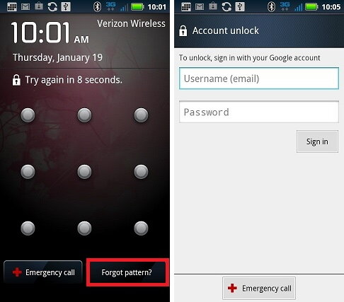 Разблокировка Android через Google-аккаунт