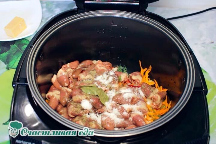 Куриные сердечки в мультиварке - очень вкусный рецепт