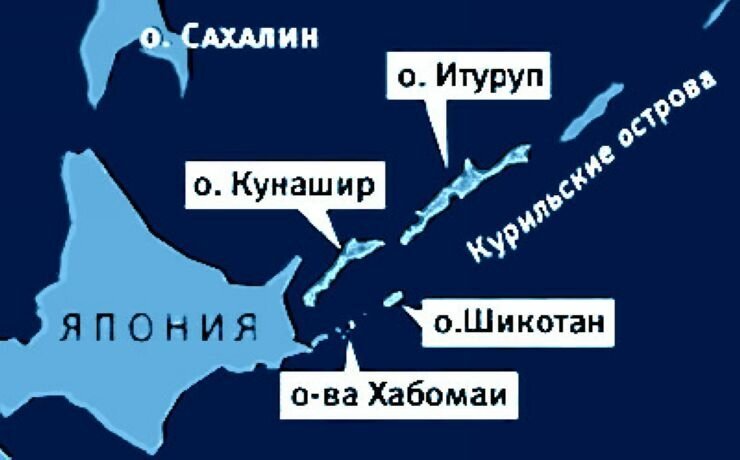 Карта курильских островов и японии