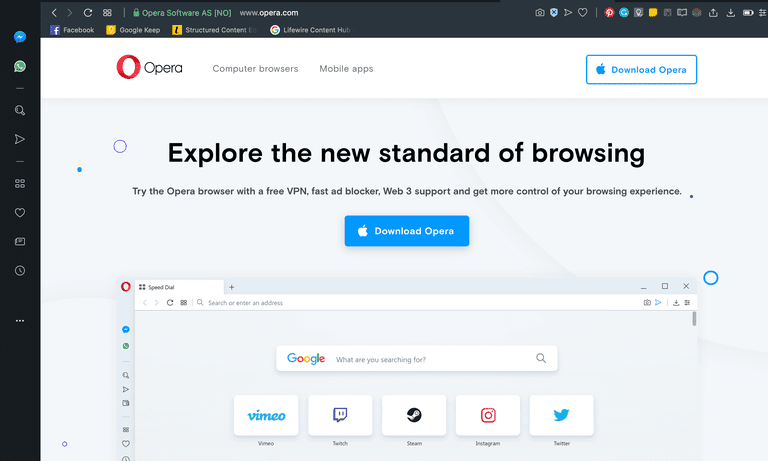 Скриншот браузера Opera