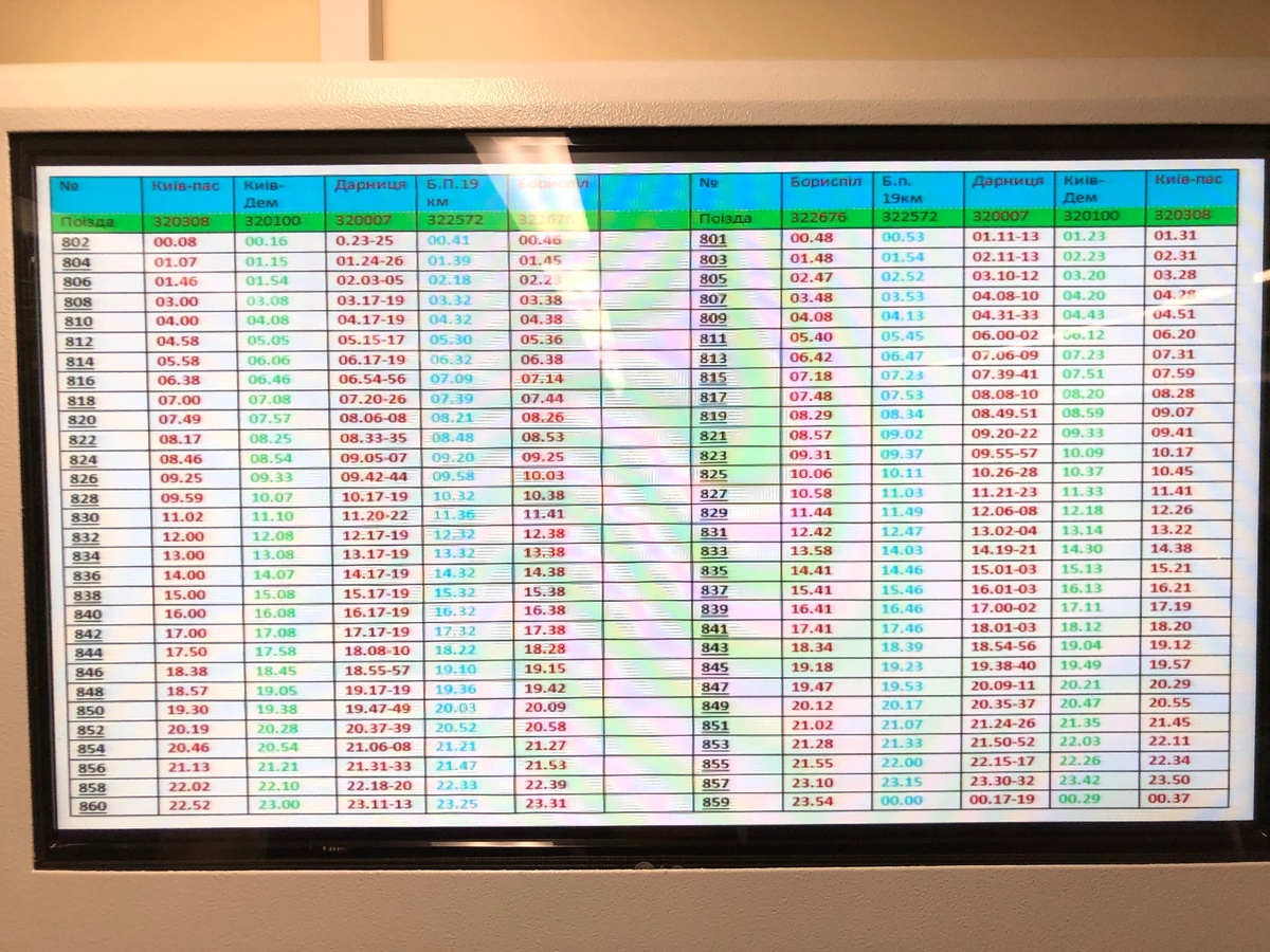 Расписание движения поездов.