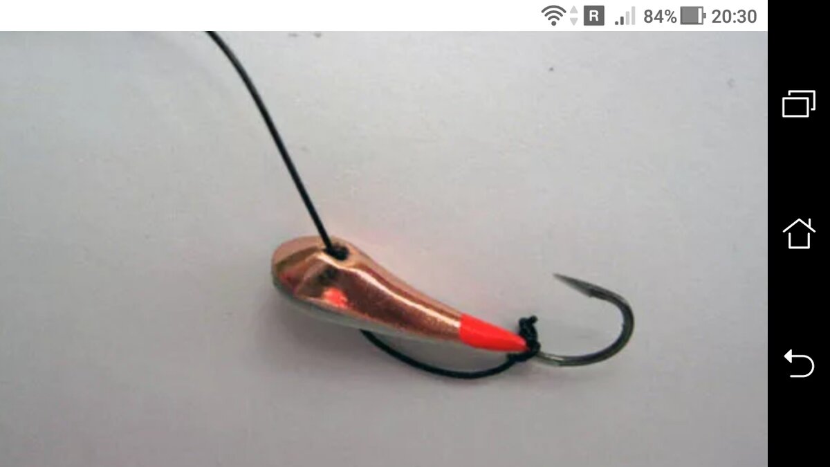 Фото Петля к цевью крючка + мормышка  к леске: Вязать прямой узел