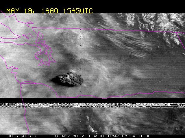 
Снимок извержения Сент-Хеленс 1980 года сделанный GOES 3

