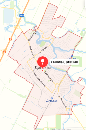 Карта станицы динской краснодарского края