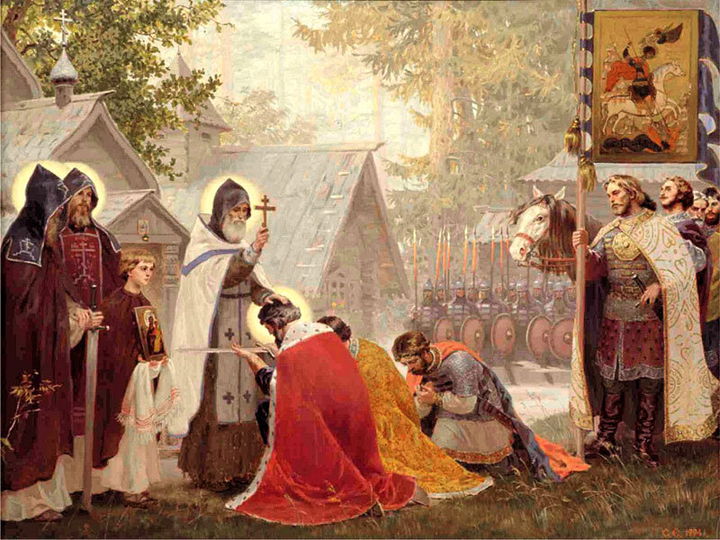 Сергий Радонежский благословляет Дмитрия Донского на битву