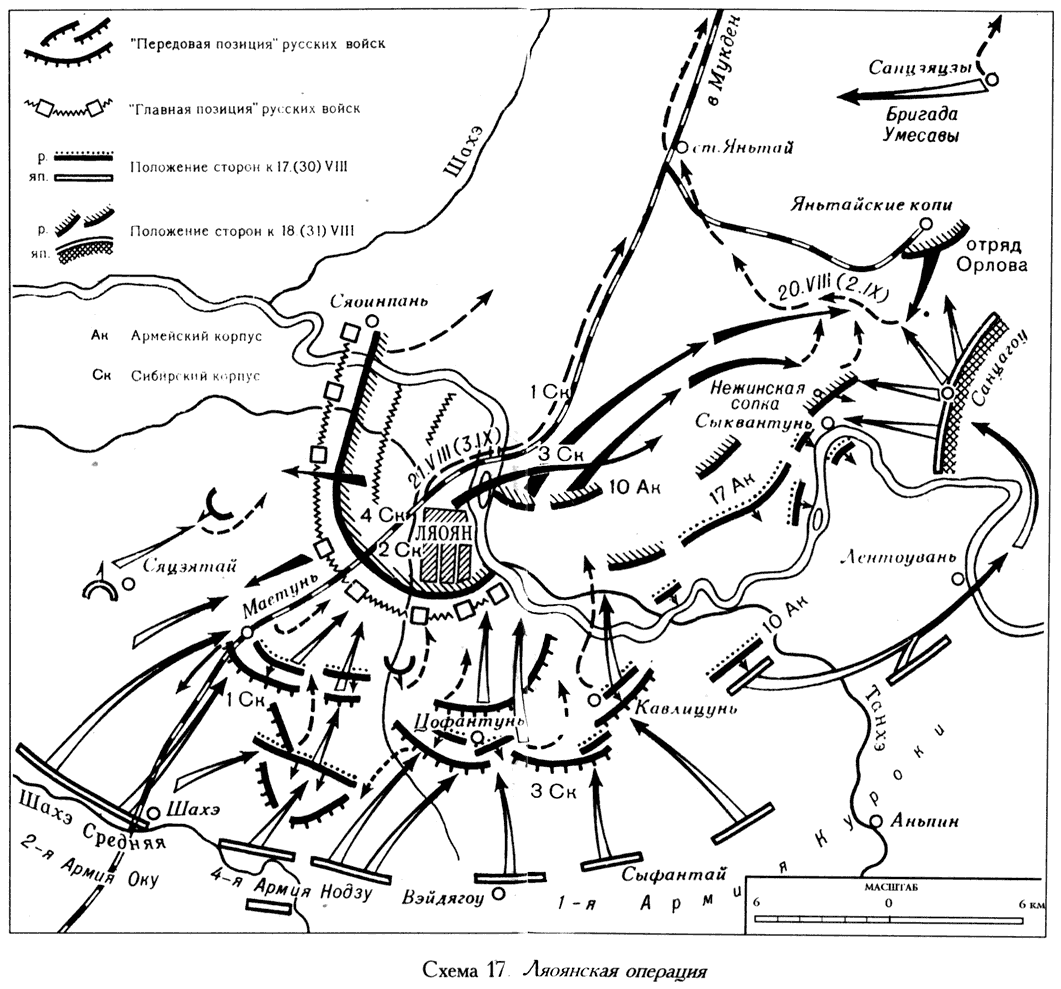 
 Карта Ляоянского сражения из книги Н.В. Левицкого «Русско-японская война 1904–1905 гг.»