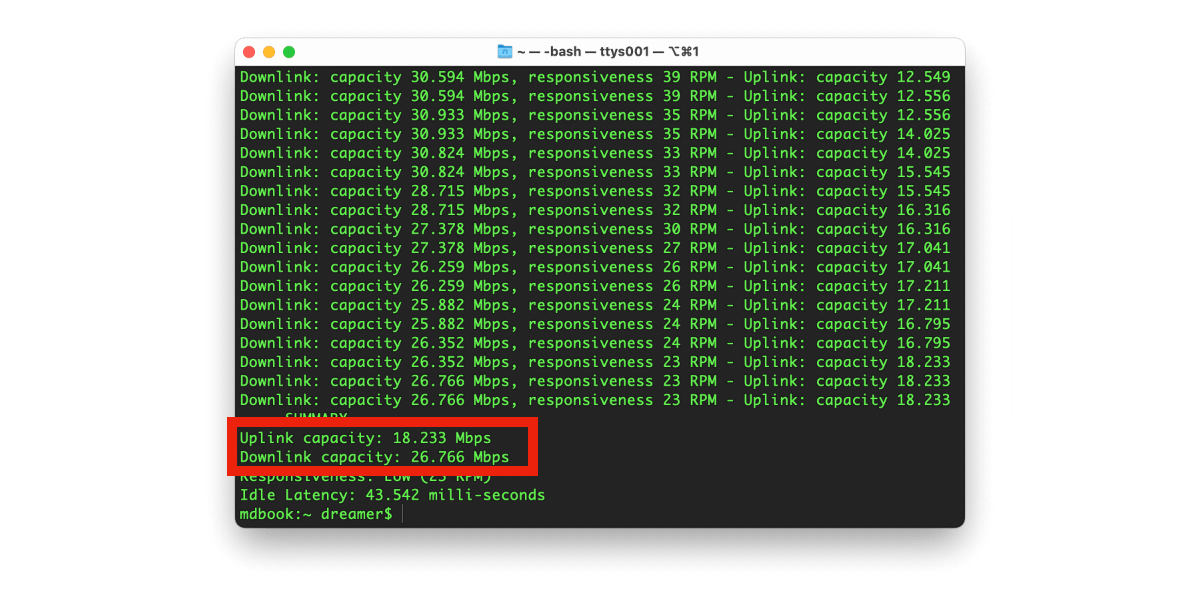 Тестируем скорость интернет встроенной в macOS утилитой networkQuality