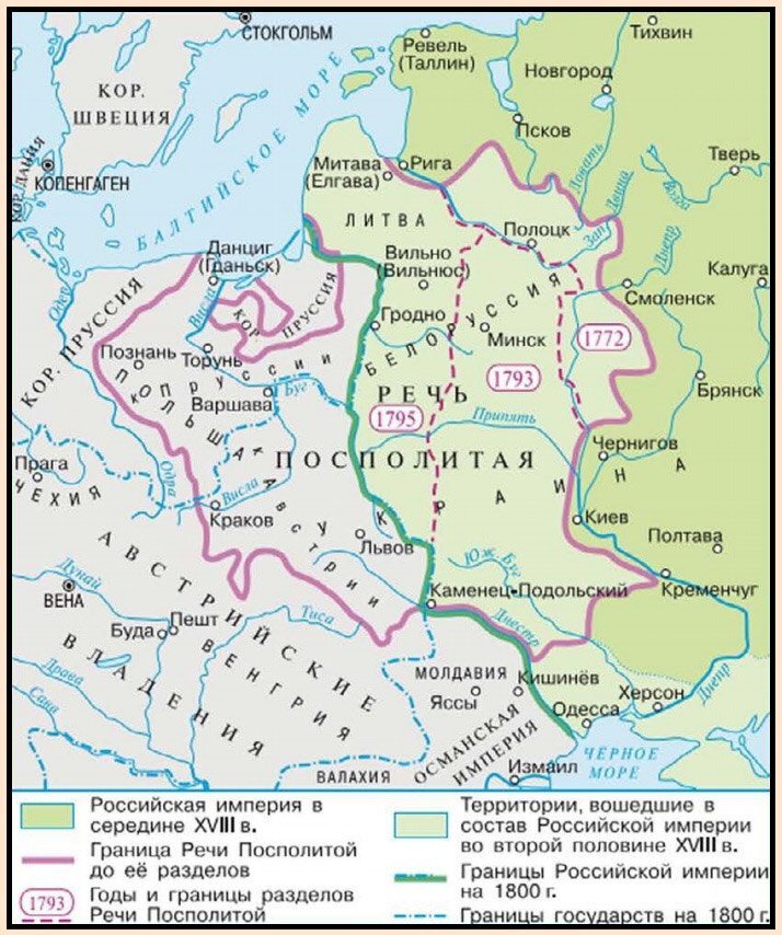 Карта раздела Речи Посполитой 