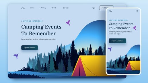 Сайт кемпинга - адаптивный веб-сайт с использованием HTML, CSS и JavaScript