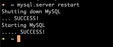 Шаг 1. Результат успешного исполнения команды mysql.server restart