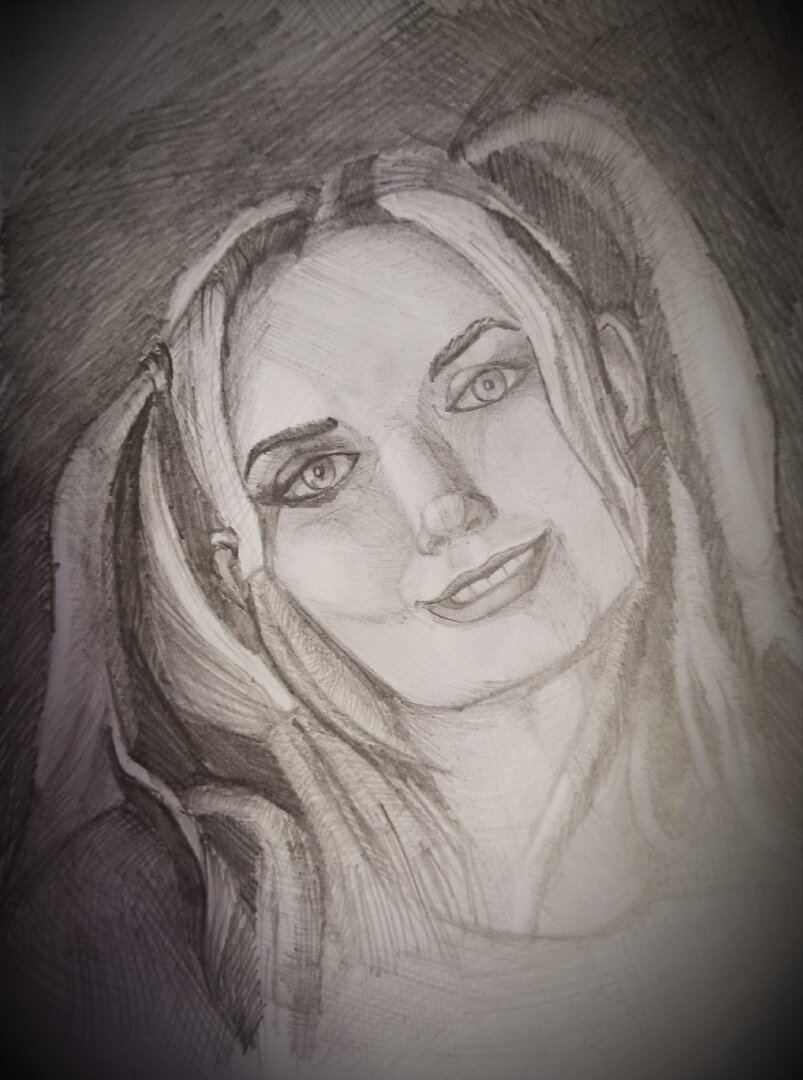 Портрет Харли Квинн. Карандаш HB, 20.04.2022 год