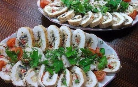 Куриные рулетики с грибами