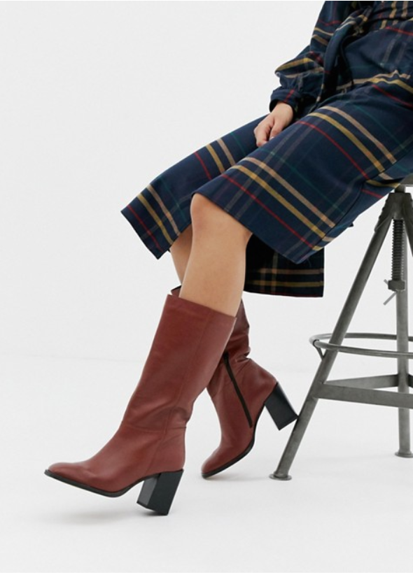 Кожаные сапоги с квадратным носком ASOS DESIGN - 4390 р.