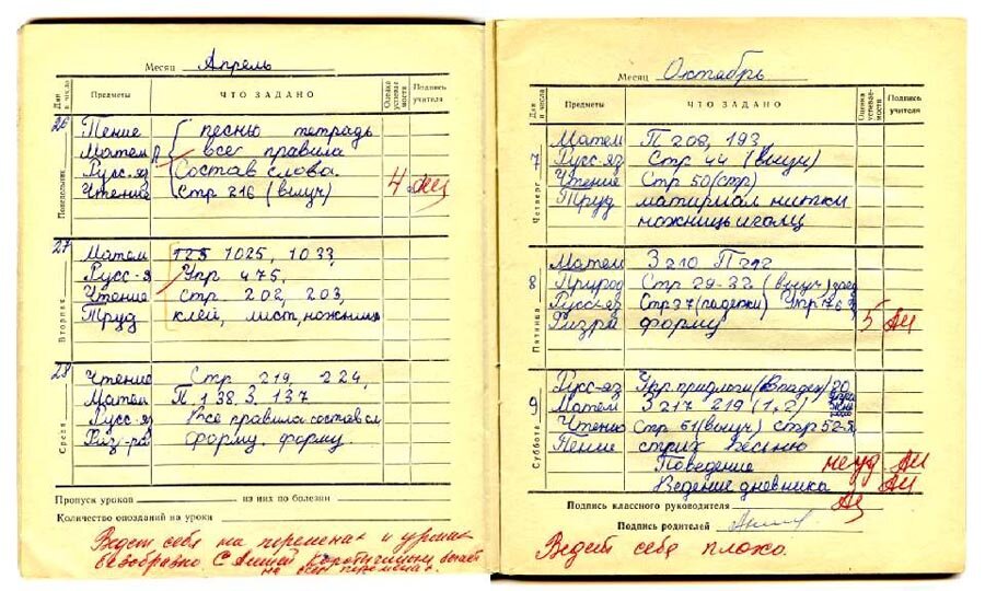 Дневник школьника образец