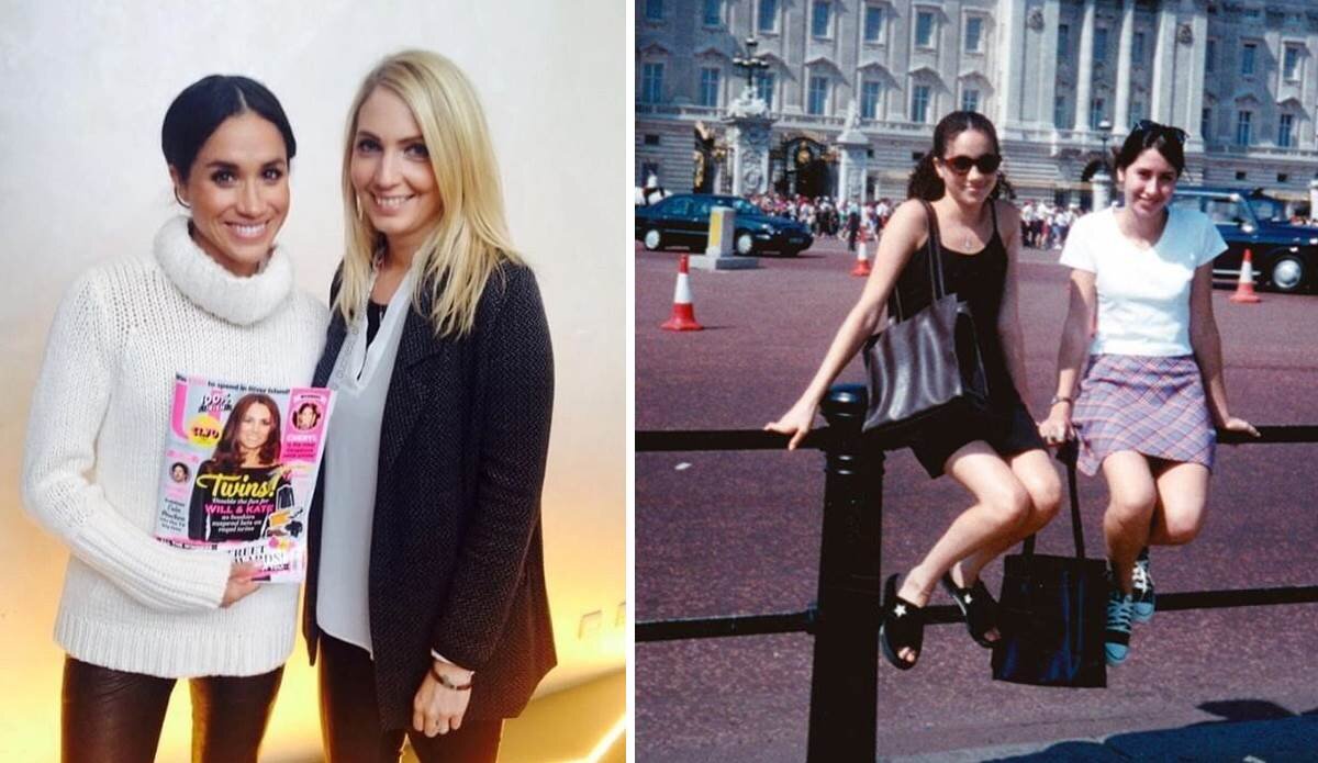 Это не первый намек судьбы: на фото справа Меган Маркл с подругой на фоне Букингемского дворца в 1996 году. Фото из коллажа: thesun.co.uk, quora.com