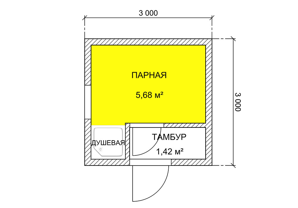 Баня из бруса 3х3 (Б26)