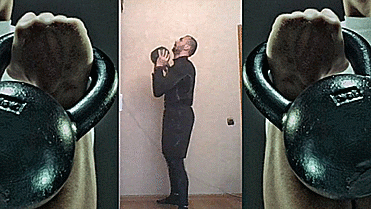 Упражнение №1 (приседания с гирей перед собой)