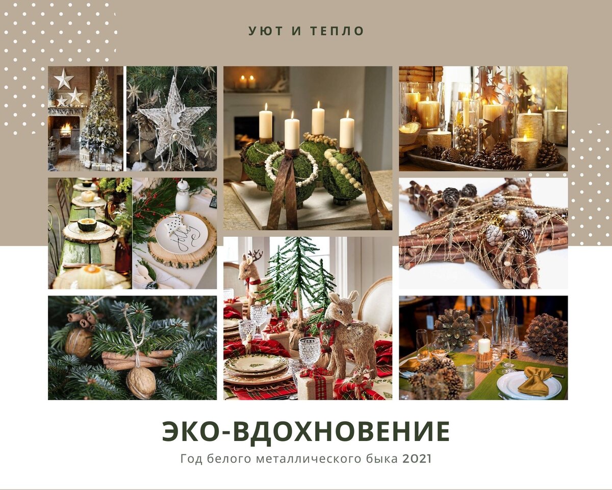 Эко-вдохновение: уют и тепло - moodboard новогоднего оформления 2021