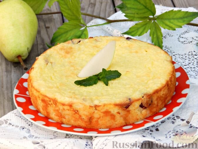 рис отварной, яйца, творог, сахар, груша, клюква, изюм, соль, масло сливочное