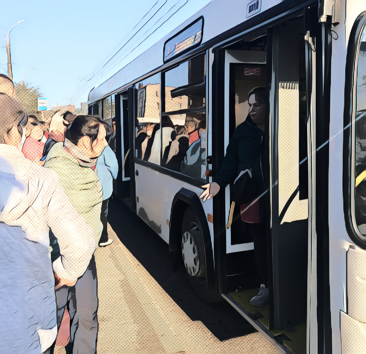 Тот самый кондуктор после происшествия, то ли возмущается, то ли оправдывается