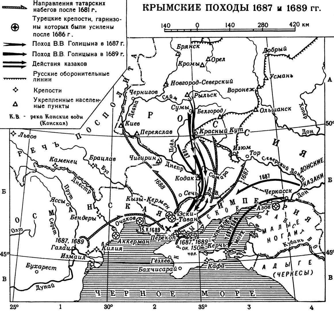 Карта крымские походы 1687 1689