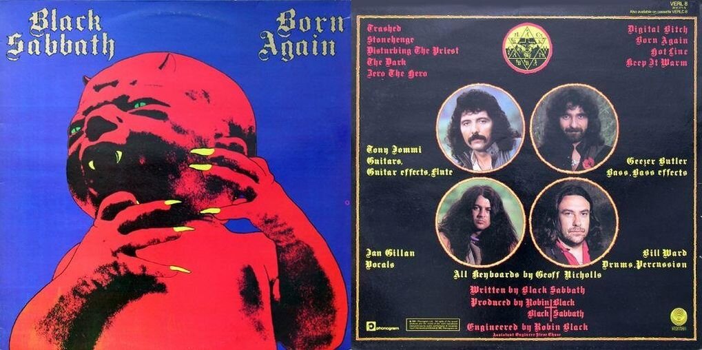 Black Sabbath «Born Again», 1983 г., передняя и задняя стороны конверта