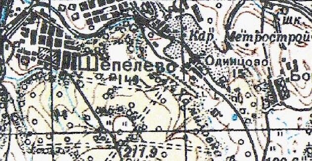 Линия "станция Дмитров - карьер Метрострой". Топографическая карта 1941 года.