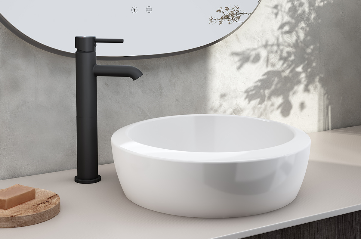 Черный цвет и керамическая плитка в элегантном стиле ванной комнаты