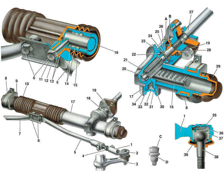 Рейка рулевая приора схема