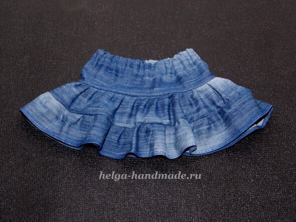 Babexi Юбка джинсовая для девочки с ассиметричным низом, от 5 лет / цвет синий