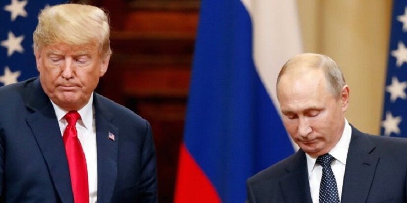 Дональд Трамп и Владимир Путин на одной из встреч