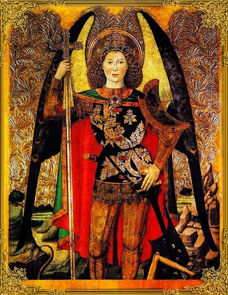 Архангел Св. Михаил, 1456г. Национальный музей искусства Каталонии, Барселона.

Хайме Уге испанский художник, периода поздней готики,  представитель каталонской школы Раннего Возрождения. Работал в 1440—47 в Сарагосе, затем в Таррагоне и с 1448 — в Барселоне. Писал живописные композиции для ретабло, обращая особое внимание на выразительность индивидуальных характеристик святых.  Уге был главным представителем испанской готической живописи второй половины XV в., его творчество принадлежит последнему периоду «золотого века» барселонской живописи. ⠀
⠀
Роль Уге в развитии испанской живописи XV в. очень велика; можно говорить и о европейской значимости его творчества. Его пышный и декоративный стиль и повествовательная грация принадлежат каталонской традиции; используя некоторые архаичные формулы (например, золотой фон), еще связанные со средневековым лиризмом, Уге, тем не менее, был «современным» художником, чутким к проблемам пространственного и светового единства и монументальности. В его творчестве соединились различные средиземноморские художественные искания, характерные для живописи Италии и Прованса.
#хаймеуге #барселона #готика #живопись #арт #искусство