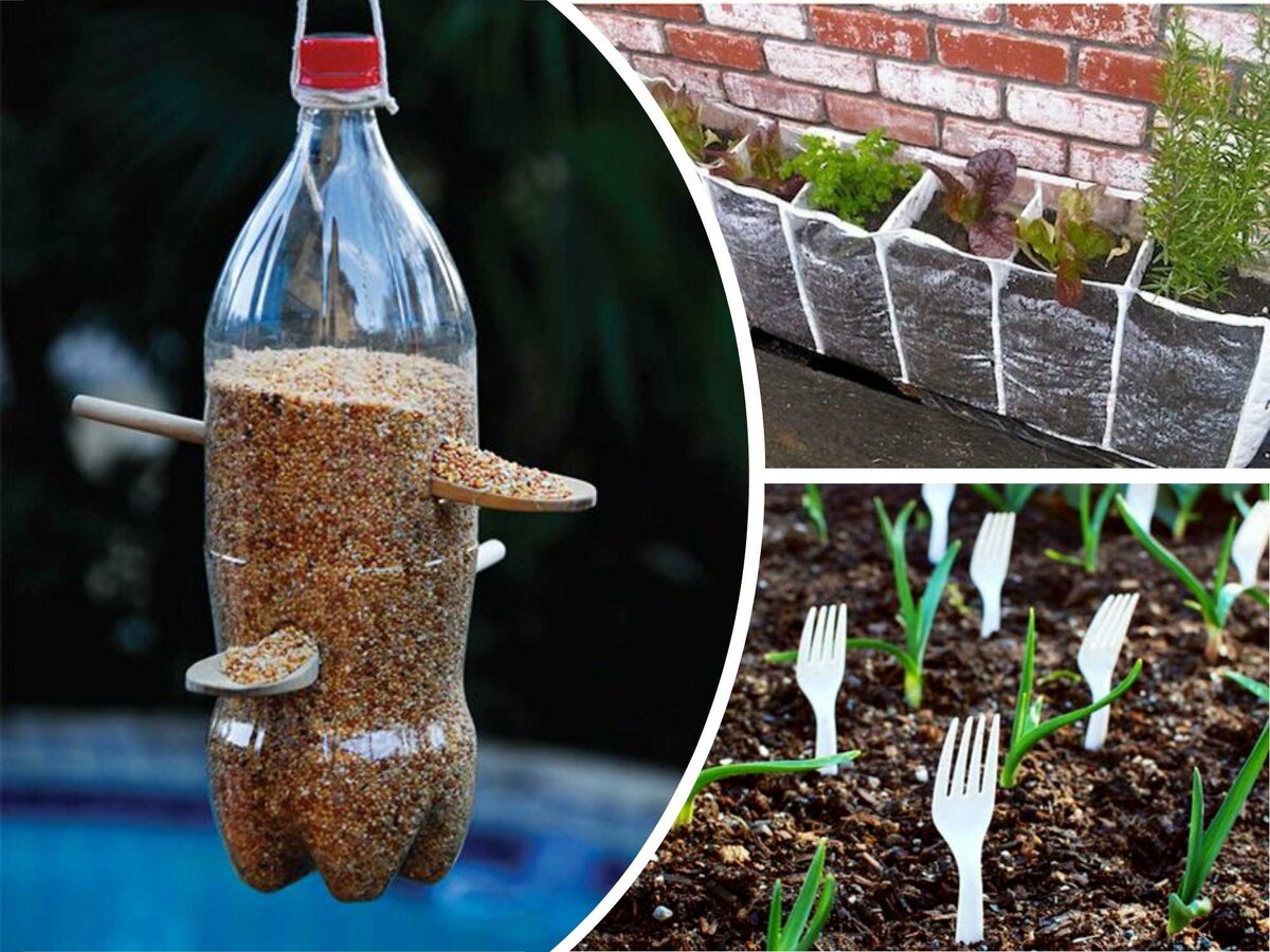 19 идей, как сделать поделки для сада и огорода своими руками из шин, бутылок и других материалов