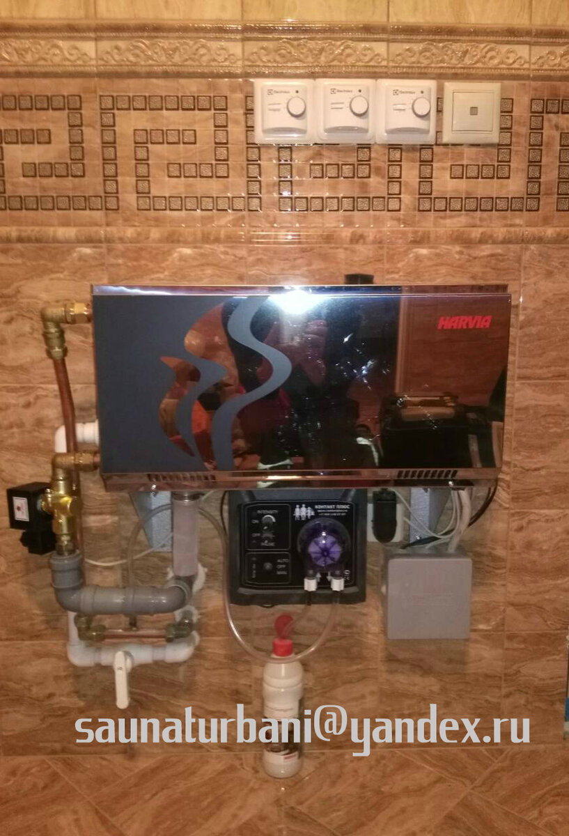 монтаж парогенератора и ароматизатора вне технического помещения.