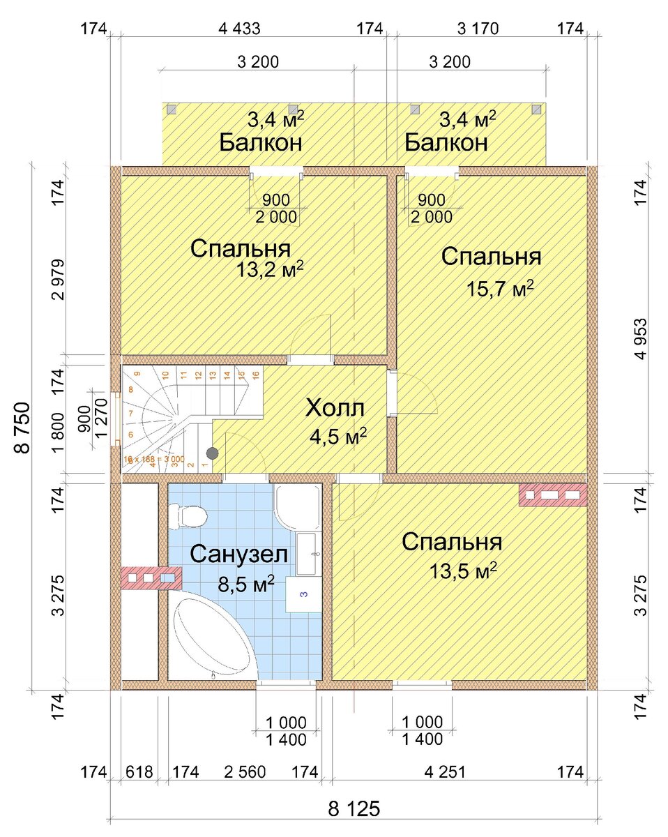 Небольшой дом 8 х 8,75 м., с мансардой, из СИП-панелей, общей площадью 117 кв.м. ??