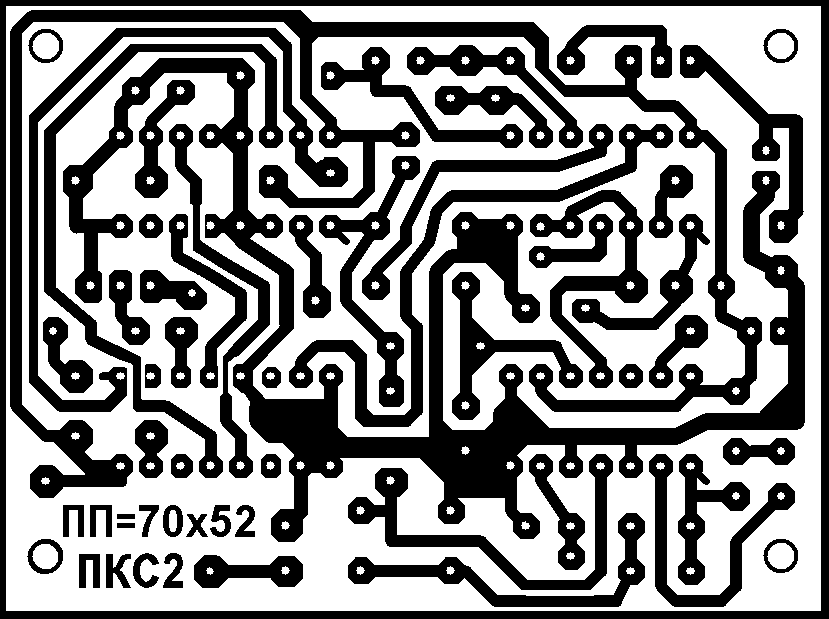 Вид на ПП (печатную плату) со стороны медных печатных дорожек.