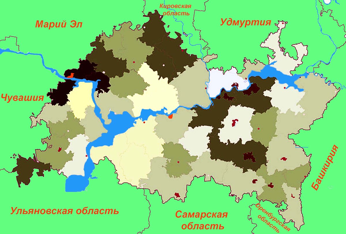 Карта республики татарстан с городами