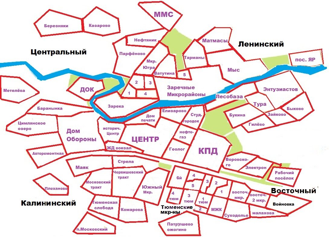 Карта перми с районами и микрорайонами и улицами