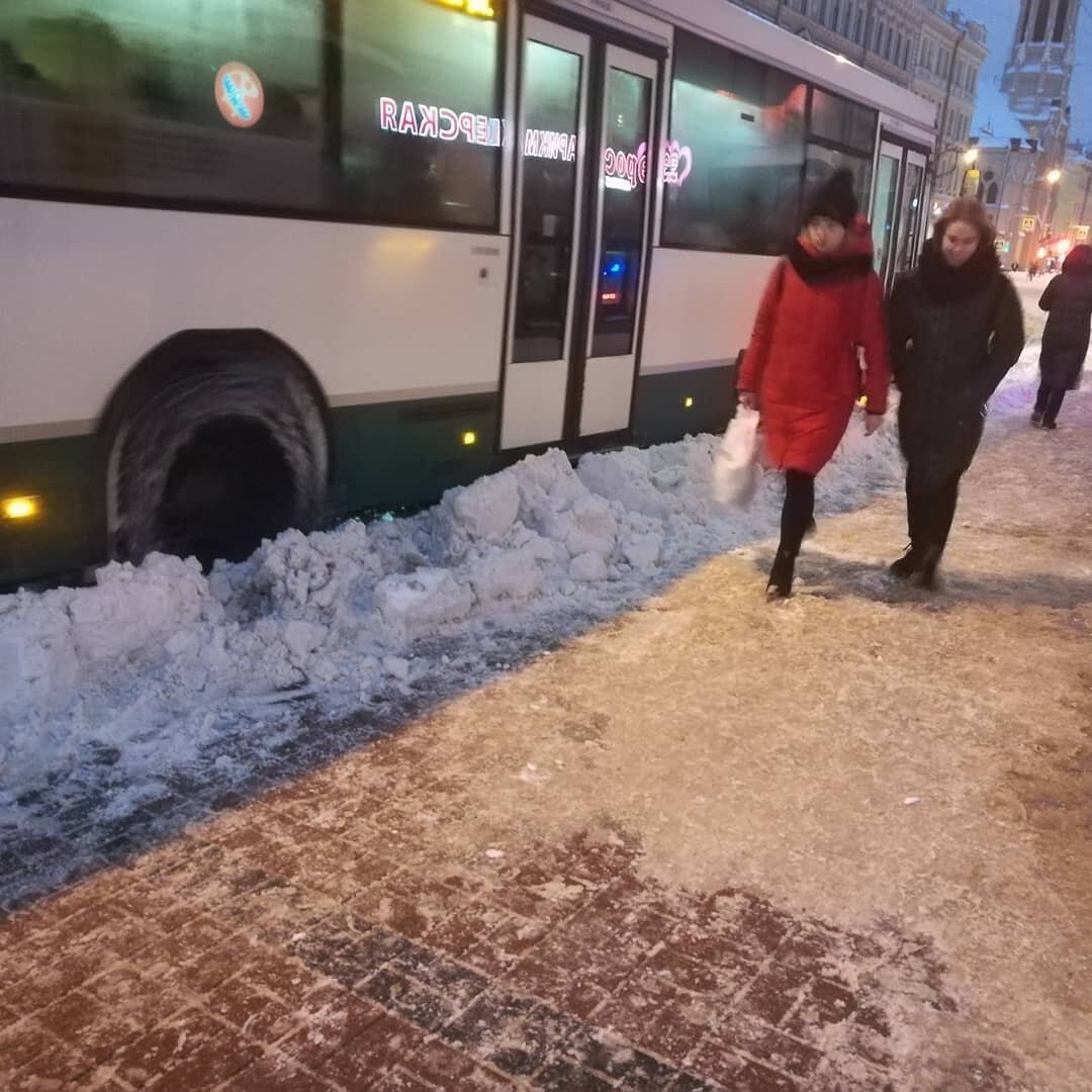 На улицах Санкт-Петербурга. Из автобуса в сугроб. автор: Мария Михайлова