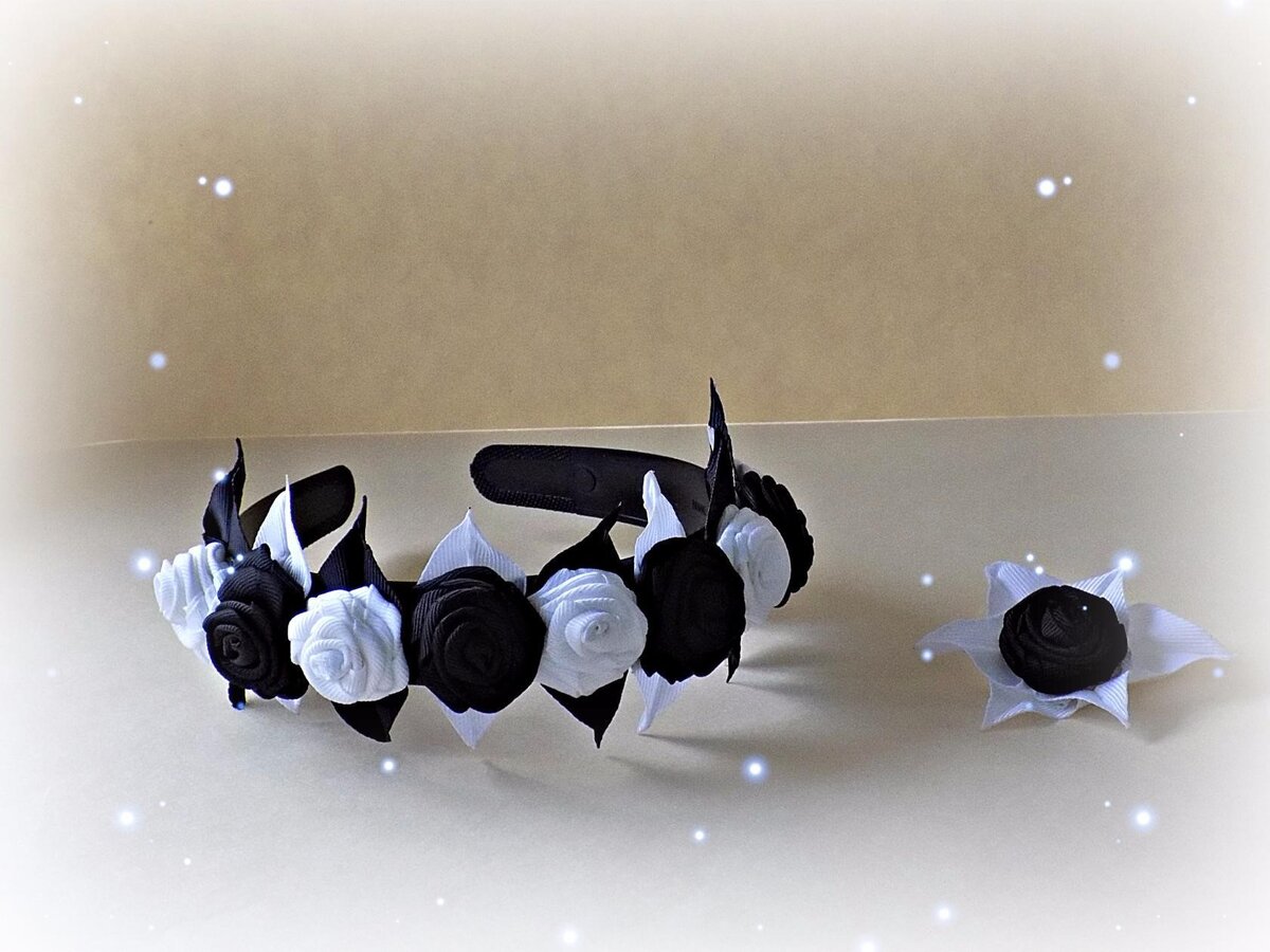 ободок с розами из лент фото